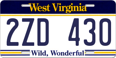WV license plate 2ZD430