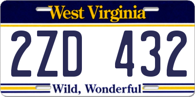 WV license plate 2ZD432