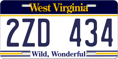 WV license plate 2ZD434
