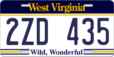 WV license plate 2ZD435