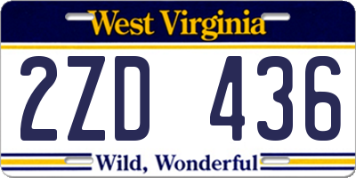 WV license plate 2ZD436