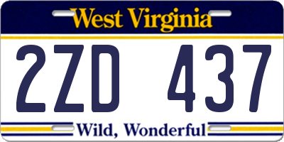 WV license plate 2ZD437