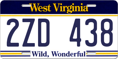 WV license plate 2ZD438