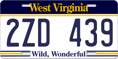 WV license plate 2ZD439