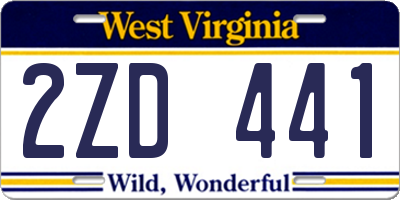 WV license plate 2ZD441