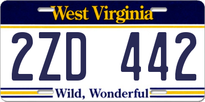 WV license plate 2ZD442
