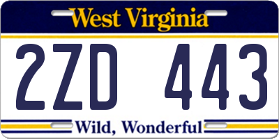 WV license plate 2ZD443