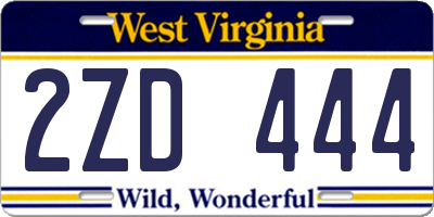 WV license plate 2ZD444