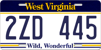 WV license plate 2ZD445