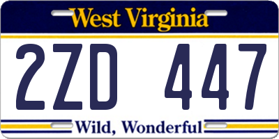 WV license plate 2ZD447