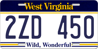 WV license plate 2ZD450