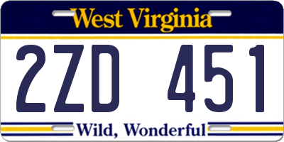 WV license plate 2ZD451