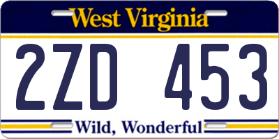 WV license plate 2ZD453