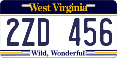 WV license plate 2ZD456