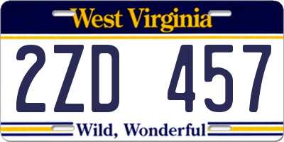 WV license plate 2ZD457