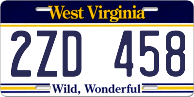 WV license plate 2ZD458