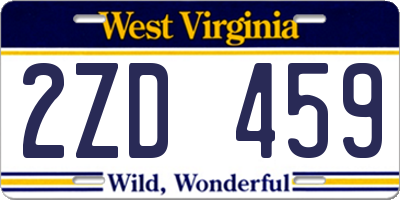 WV license plate 2ZD459