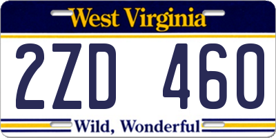 WV license plate 2ZD460