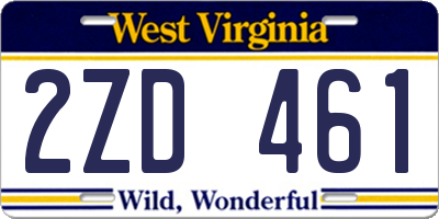 WV license plate 2ZD461