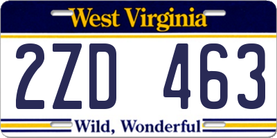 WV license plate 2ZD463