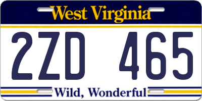 WV license plate 2ZD465