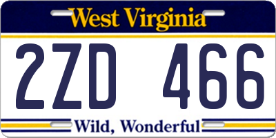 WV license plate 2ZD466