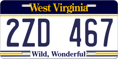 WV license plate 2ZD467