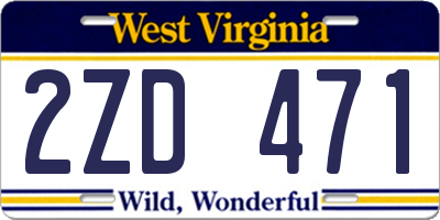 WV license plate 2ZD471
