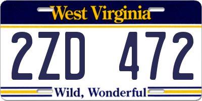 WV license plate 2ZD472