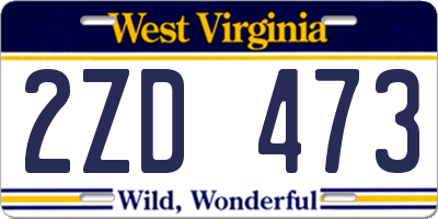 WV license plate 2ZD473