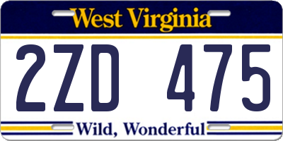 WV license plate 2ZD475