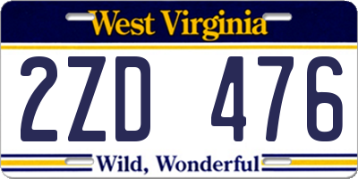 WV license plate 2ZD476