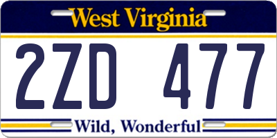 WV license plate 2ZD477