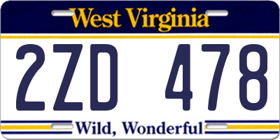 WV license plate 2ZD478