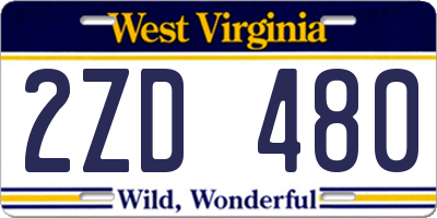 WV license plate 2ZD480