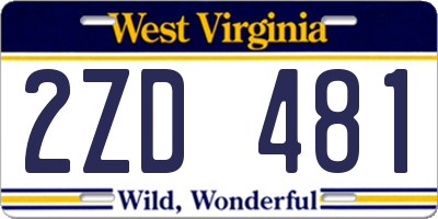 WV license plate 2ZD481
