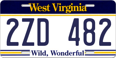 WV license plate 2ZD482