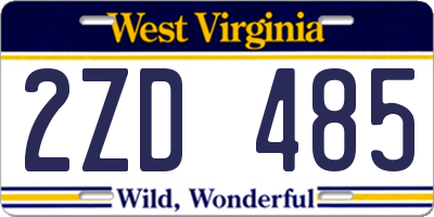 WV license plate 2ZD485