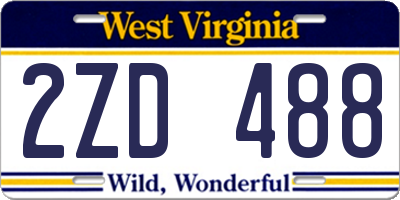 WV license plate 2ZD488