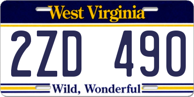 WV license plate 2ZD490