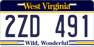 WV license plate 2ZD491