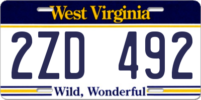 WV license plate 2ZD492