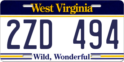 WV license plate 2ZD494