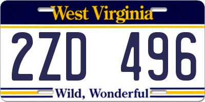WV license plate 2ZD496