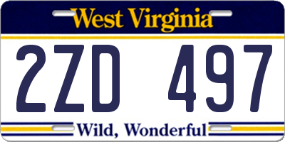 WV license plate 2ZD497