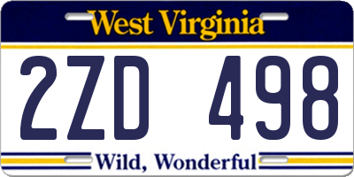 WV license plate 2ZD498