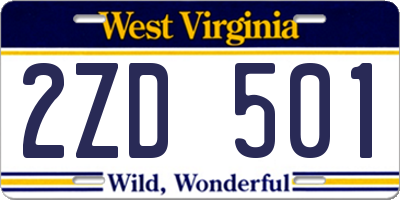 WV license plate 2ZD501