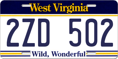 WV license plate 2ZD502