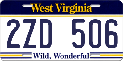 WV license plate 2ZD506
