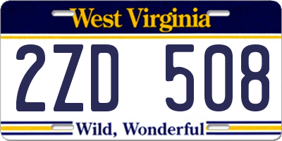 WV license plate 2ZD508